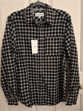 Black & White Plaid Button-Down Shirt Thomas Sterling
